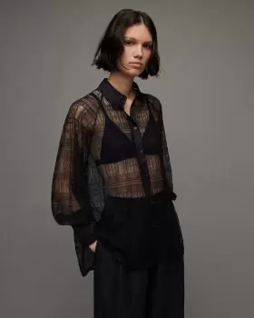 Image of AllSaints Oana Lace Relaxed Fit Shirt