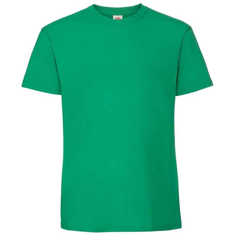Image of Fruit Of The Loom Fruit of the Loom Men Ringspun Premium T-Shirt in Green Size: Small Green S Male 5063527581945
