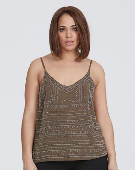 Image of Elvi Embellished Khaki Cami