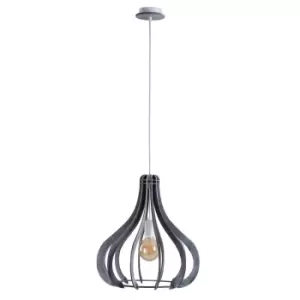 Image of Lavena Wire Frame Pendant Ceiling Light Grey, 43.5cm, 1x E27