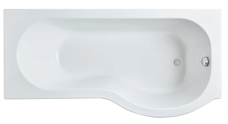 Image of Balterley P Shape Right Hand Shower Bath Tub with Leg Set 1700mm White