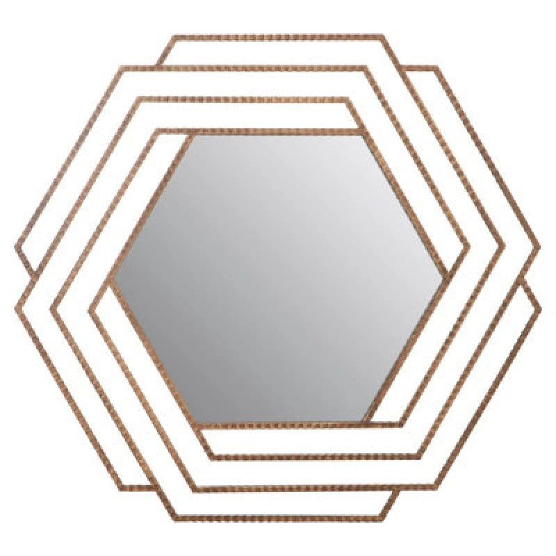 Image of Orsina Antique Gold Hexagon Wall Mirror, Textured Iron Frame Decorative Accent, Contemporary Gold Wall Mirror