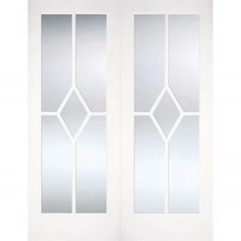 Image of Reims Internal Glazed Primed White 5 Lite Pair Doors - 1372 x 1981mm