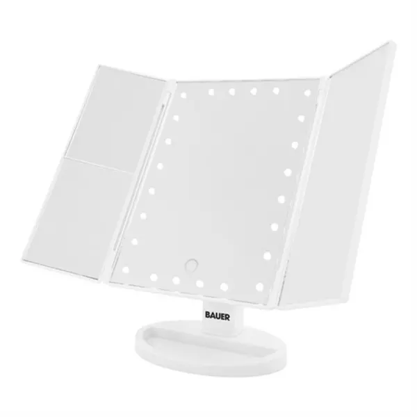 Image of Bauer Foldable Compact LED Mirror - White 62169