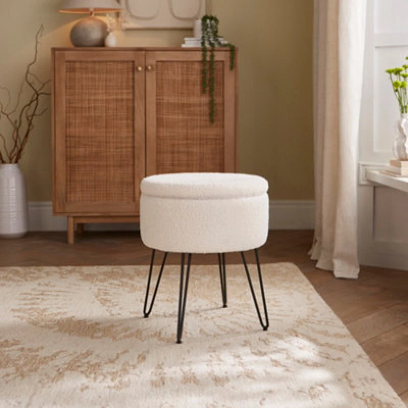 Image of Avery Boucle Teddy Storage Stool