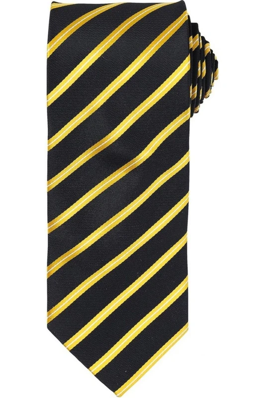 Image of Premier Premier Men Stripe Tie in Black One Size Male 5063470011926