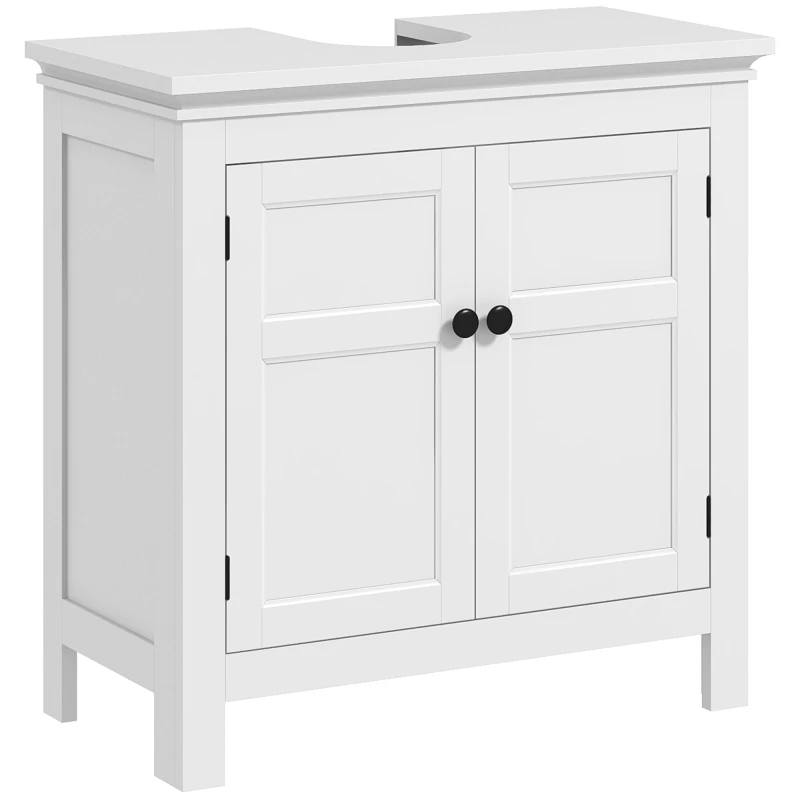 Image of HOMCOM 2-Tier Bathroom Sink Cabinet, Freestanding Storage Cabinet, White 834-719V00WT