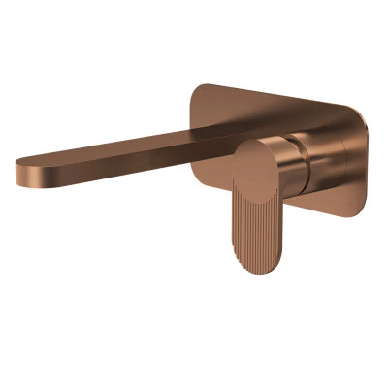 Image of Aquarius Deco 2 Hole Wall Mounted Mono Basin Mixer Tap - Brushed Bronze