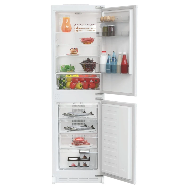 Image of Indesit KINH 1261 B4UK 178cm 50/50 Integrated Frost Free Fridge Freezer with Sliding Door Hinge - White - E Rated