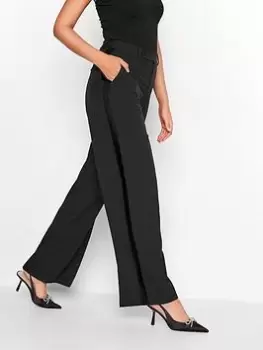 Image of Long Tall Sally Black Wide Leg Tuxedo Trouser 34inch, Black, Size 14, Length 36, Women