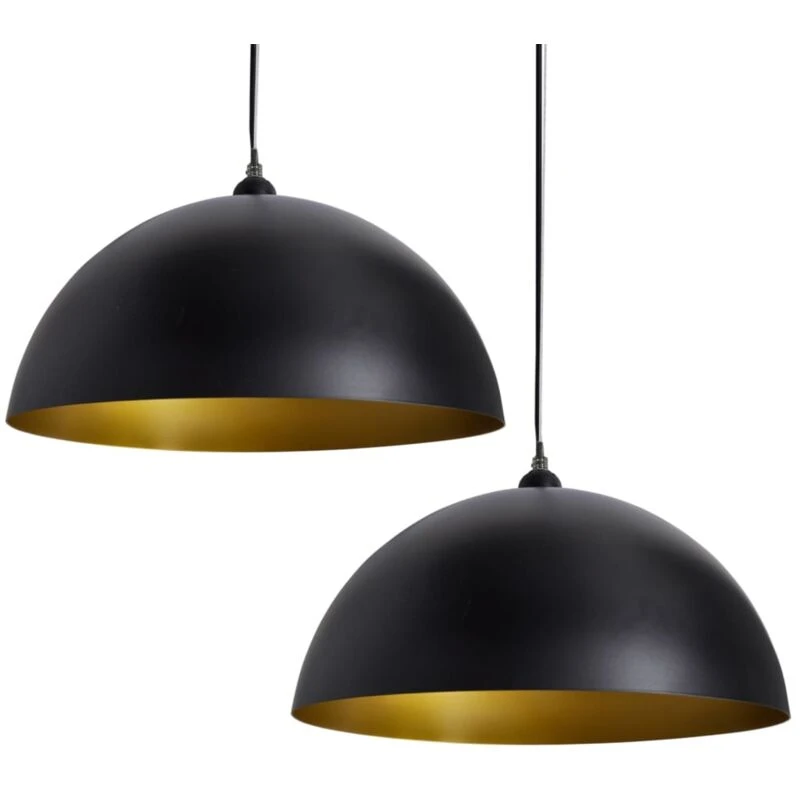 Image of vidaXL 2x Ceiling Lamp Height-adjustable Semi-spherical Black Lighting Fixture