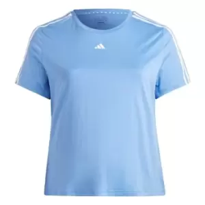 Image of adidas AEROREADY Train Essentials 3-Stripes T-Shirt (Plus - Blue Fusion / White