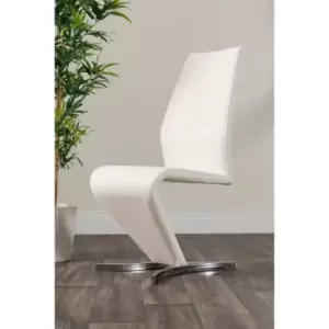 Image of 2x Willow White Faux Leather Chrome 'z' Dining Chairs - White