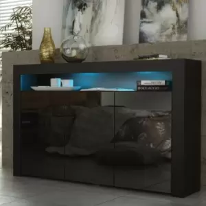 Image of Tv Unit 155cm Sideboard Cabinet Cupboard tv Stand Living Room High Gloss Doors - Black - Black