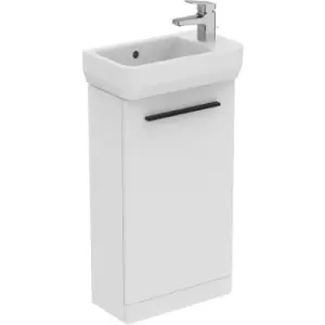 Image of Ideal Standard i. life S Compact Cloakroom Wall Hung Unit with Basin Matt 410mm with Matt Black Handle in White