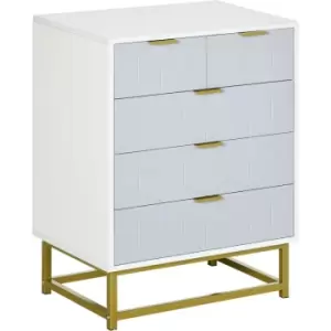 Image of HOMCOM Accent Chest of Drawers, 5-Drawer Storage Organizer Unit for Bedroom - White