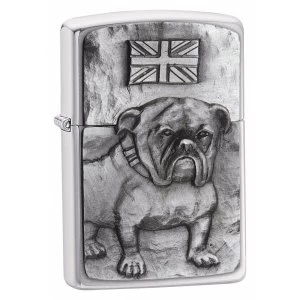 Image of Zippo Bulldog Emblem Brushed Chrome Windproof Lighter