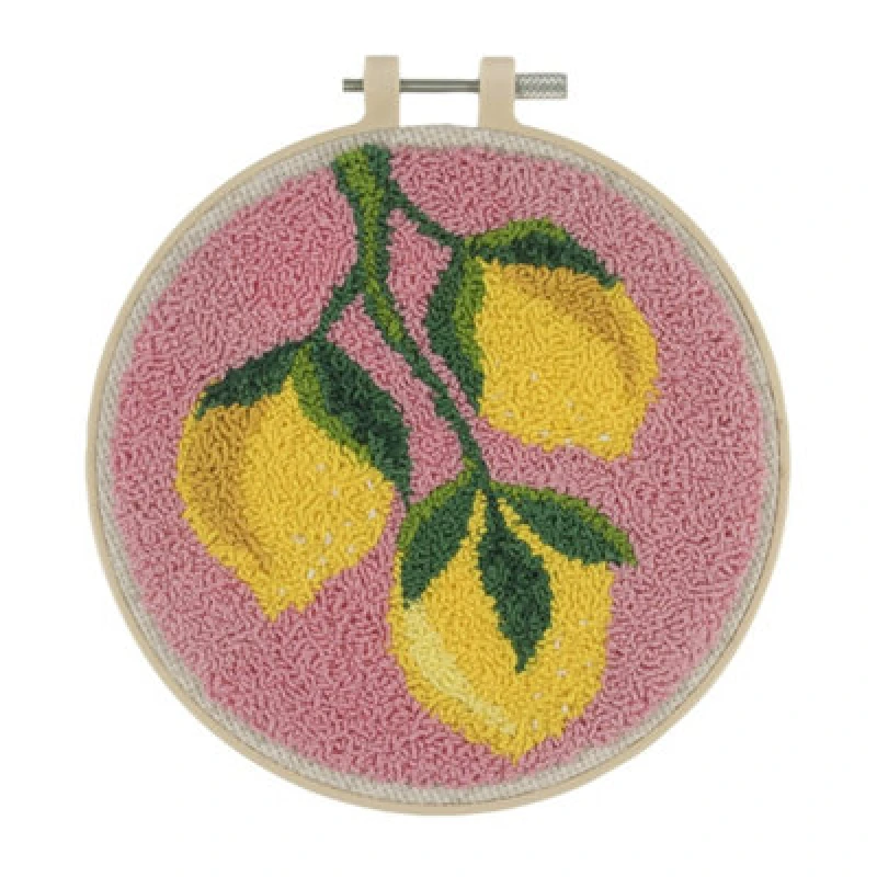 Image of Groves Of Thames P/needle Lemons - Punch Needle Kit: Floss And Hoop: Lemons - Trimits