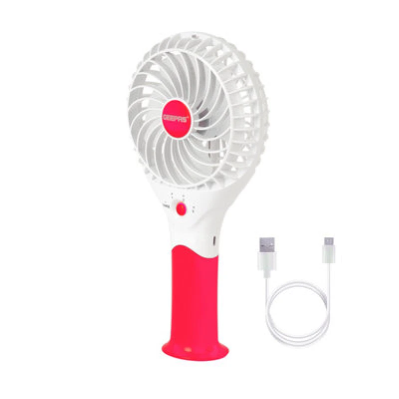 Image of Geepas Rechargeable Mini Fan Personal Portable Fan 3 Speed Electric USB Travel Fan, Pink