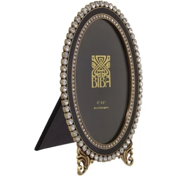 Image of Biba Oval Jewel Photo Frame 4x6 - Black
