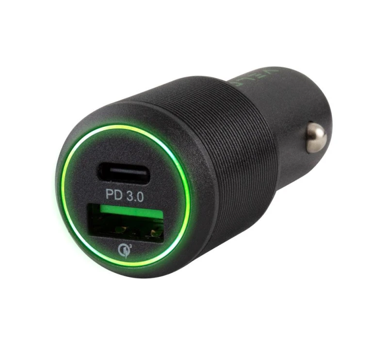 Image of VELD VC48DG Super Fast 48 W 2-Port USB Car Charger, Green 5014117970496