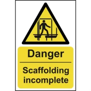 Image of Danger Scaffolding Incomplete - Sign - PVC (200 x 300mm)