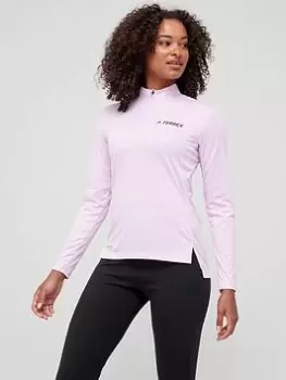 Image of adidas Womens Mountain Half Zip Top - Pink, Size L, Women