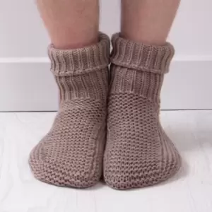 Image of totes Brown Hand Knit Mens Bootle Slipper Socks Brown