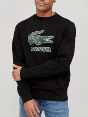 Image of Lacoste Lacoste Crocodile Logo Sweatshirt, Black Size M Men