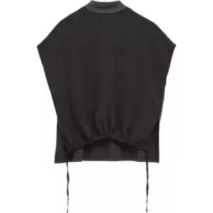 Image of French Connection Ren Cupro Mix Drawstrng Hem Tee - Black