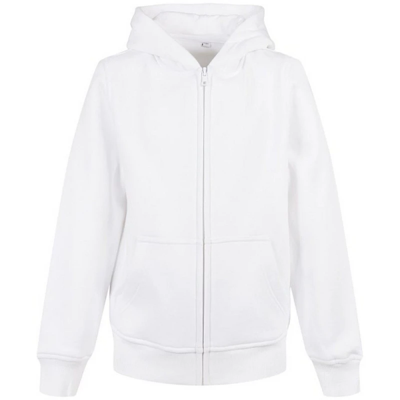 Image of Build Your Brand Basic Full Zip Hoodie in White Size: 5-6 Years White Unisex 5-6 Years