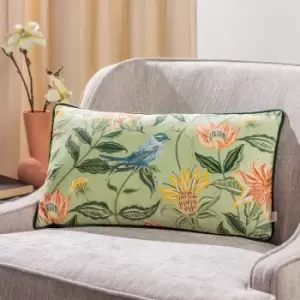 Image of Chatsworth Aviary Piped Cushion Sage, Sage / 30 x 50cm / Polyester Filled