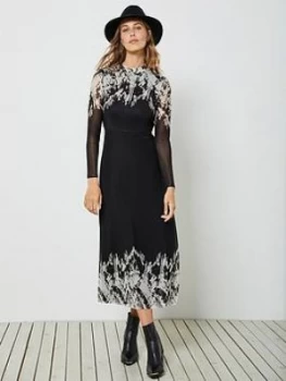 Image of Mint Velvet Mint Velvet Ava Placement Print Jersey Column Midi Dress