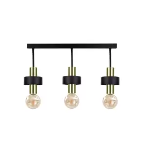 Image of Unica Ceiling Spotlight Bar Black, Gold, 60cm, 3x E27
