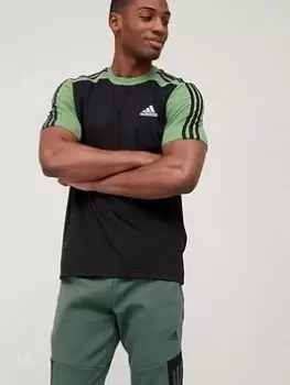 Image of Adidas Melange T-Shirt - Black/Green