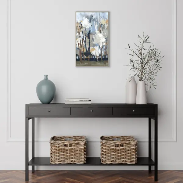 Image of Silversong Birch by A Lera Framed Canvas Brown