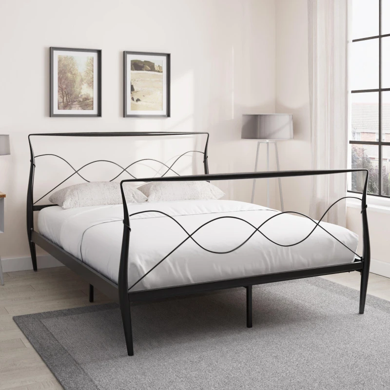 Image of GFW Metal King Bedstead & Pocket Sprung Mattress Black unisex King