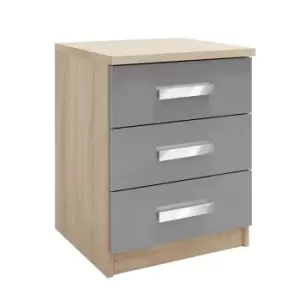 Image of Genoa 3 Drawer Bedside Grey