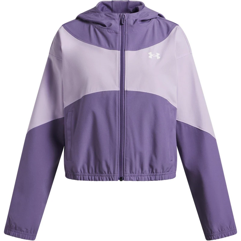 Image of Under Armour Kids Woven Pull Over Hoodie Purple/White female 9-10 (M)