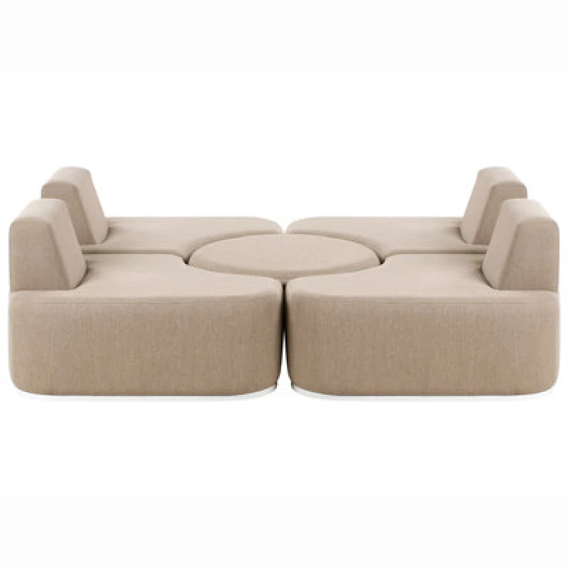 Image of Beliani Garden Lounge Set With Table 4 Seater Fabro Fabric Beige