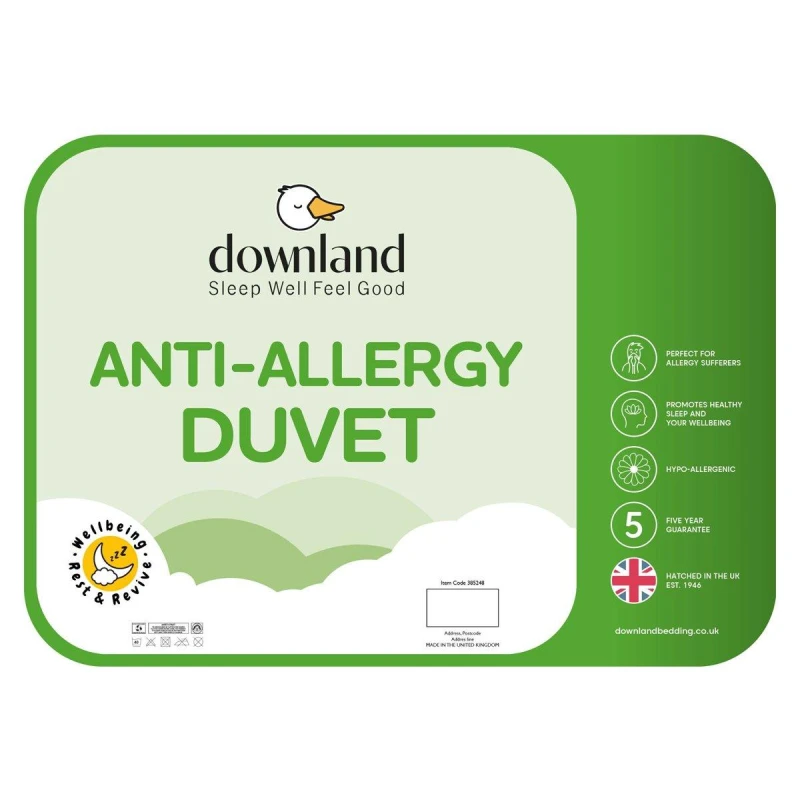 Image of Downland Anti-Allergy 15 Tog White unisex Double