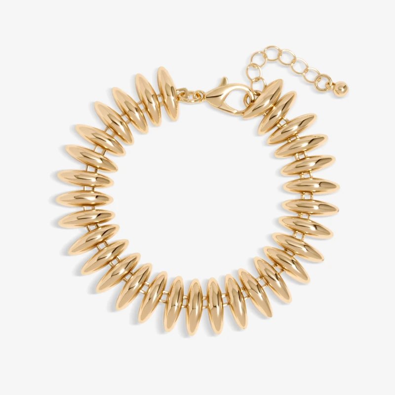 Image of Inicio Gold Plated Polished Ridged Bracelet - Gift Pouch Gold