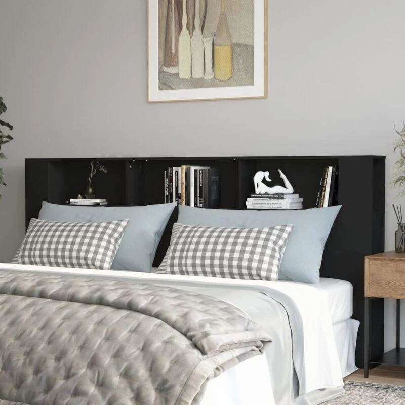 Image of VIDAXL Headboard Cabinet Black 220x18.5x104.5cm Vidaxl 8720286967218
