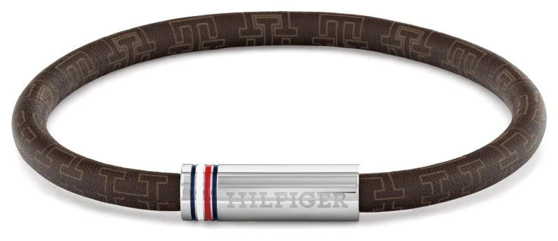 Image of Tommy Hilfiger 2790703 Printed Cord Brown Leather Bracelet Jewellery