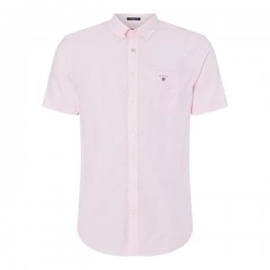 Image of Gant Gant Short Sleeve Plain Oxford Shirt - Light Pink 662