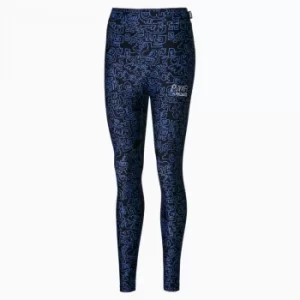 Image of PUMA x Mr Doodle Printed Womens Leggings, Black, size Medium, Clothing