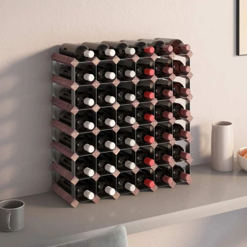 Image of VIDAXL Wine Rack for 42 Bottles Brown Solid Wood Pine Vidaxl 8720286827079