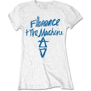 Image of Florence & The Machine - Hand Drawn Logo Ladies Medium T-Shirt - White