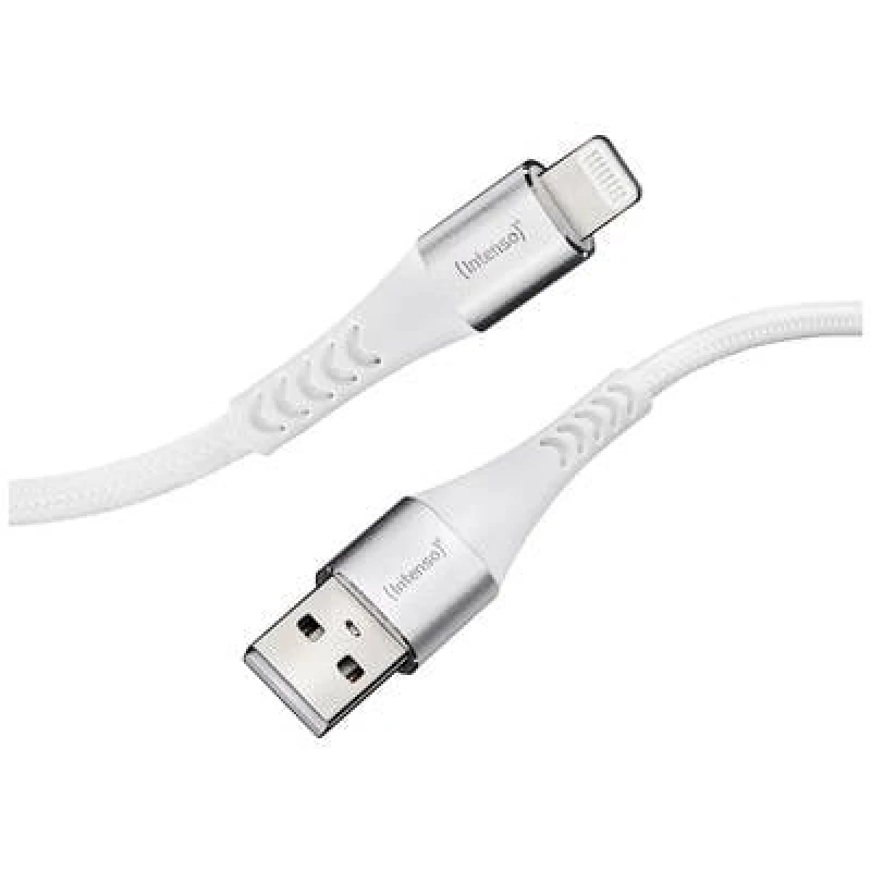 Image of Intenso Intenso USB cable USB 2.0 USB-A plug, Apple Lightning plug 1.50 m White Fabric sleeve 7902102 7902102