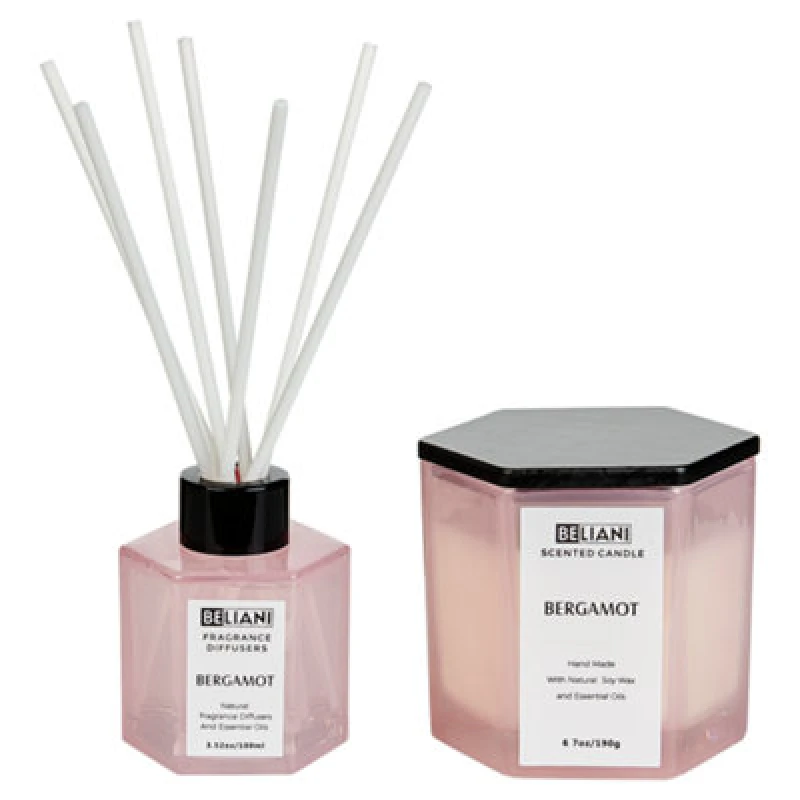 Image of Beliani Scented Candle With Fragrance Reed Diffuser Classy Tint Soy Wax Fruity Notes